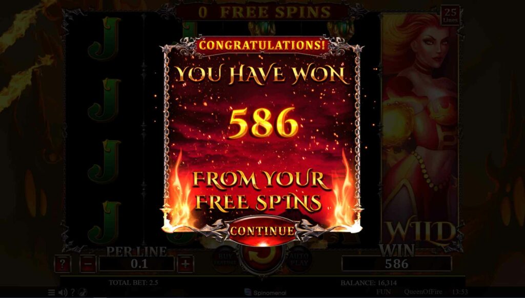 Free Spins win summary
